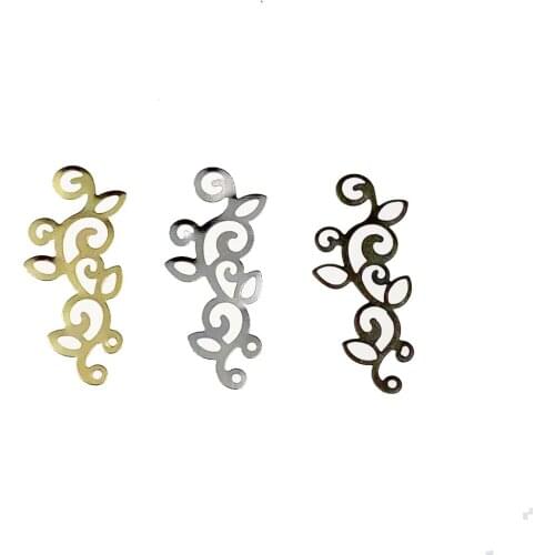 20 pcs/lot 11x39mm Metal Filigree Flowers Slice Charms base Setting Jewelry DIY Components Findings 08232