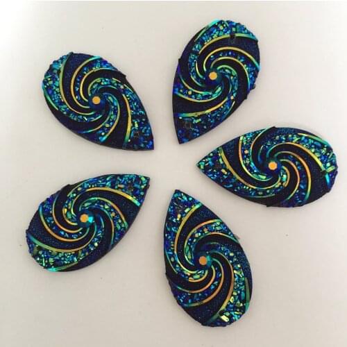 20 pieces/lot AB Resin Drop whirlwind Flatback Rhinestone Wedding decoration 2 Hole D281