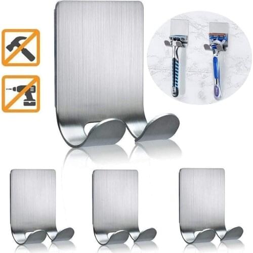 3pcs Shaver rack, with adhesive storage hook wall-mounted stainless steel, used for bath ball shaver towel