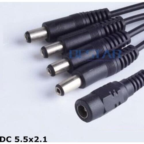 30CM DC 5.5*2.1 Jack Power Female Barrel 1 IN to 4 Out dc 5.5 2.1 mm Male Plug Connector charging Cable for LED Light Controller