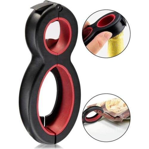6 in 1 Multi Opener Jar Opener Seal Soda Lid Twist Grips Jar Opener 8 shaped Gripper For Chef Kids Kitchen Holiday Party Gift