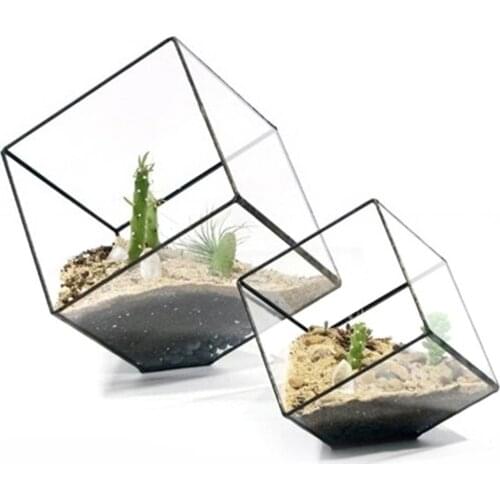 80% Hot Sale Geometric Cubes Glass Terrarium Home Decor Plant Fleshy Flower Holder Planter Box For Succulents Garden Home Decor