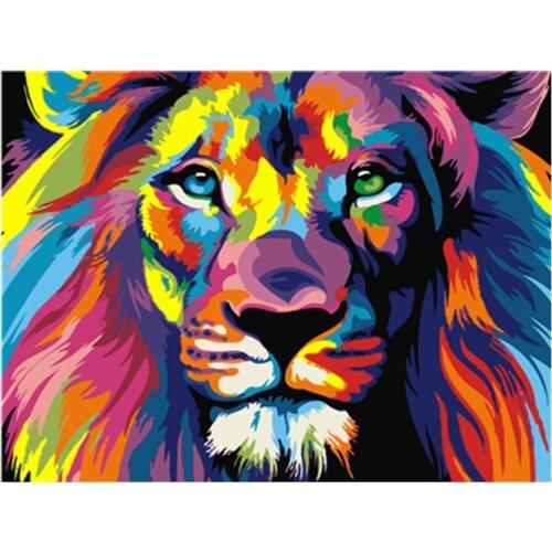 Frameworks Colorful Lion Animals Abstract Painting Diy Digital Painting By Numbers Modern Wall Art Picture For Home Wall Artwork