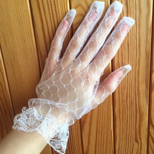 White Ivory Short Lace Bridal Gloves Wedding Accessories Party Lace Gloves