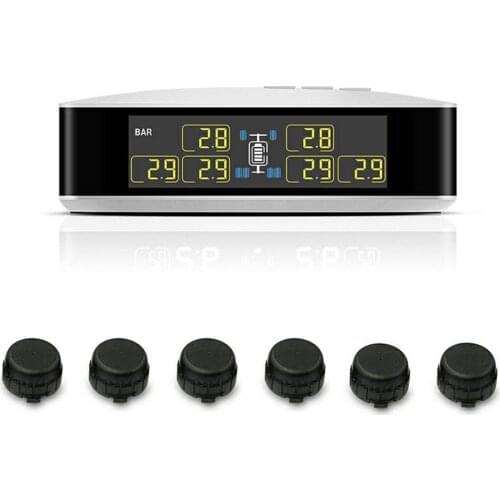Wireless TPMS Tire Pressure Monitoring System LCD Screen Display 6pcs Tire Pressure Sensor Auto Security Alarm Systems
