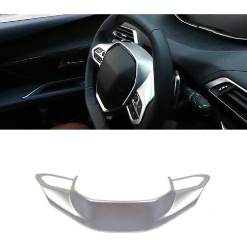 Car Interior Steering Wheel Cover Trim Moldings For Peugeot 5008 2017 Car-Covers Styling Accessories ABS Matte Silver