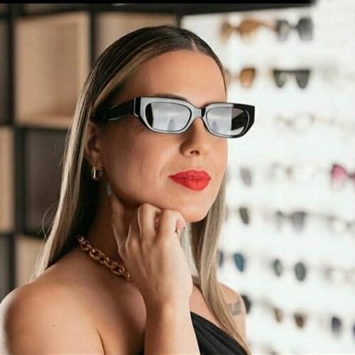 Black Rectangular sunglasses women narrow lenses fashion small size sunglasses