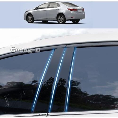 For Toyota Corolla Altis 2014-2019 Car PC Material Pillar Post Cover Door Trim Window Piano Black Molding Sticker Plate 6pcs