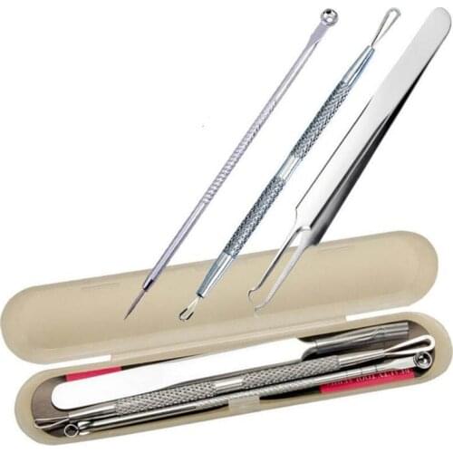 3Pc Acne Removal Needle Stainless Steel Pimple Needle Blackhead Remover Acne Treatment Black Head Cleaning Extractor Remove Tool