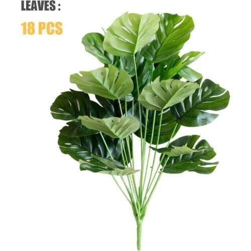 50cm 18 Heads Artificial Green Monstera Leaves Fake Garden Leaf Room Turtle Living Room Home Potted Plants Plant Decoration