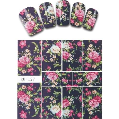 UPRETTEGO NAIL ART BEAUTY WATER DECAL SLIDER NAIL STICKER FLOWER VINE SKULL HEAD BONUS HALLOWEE RU127-132