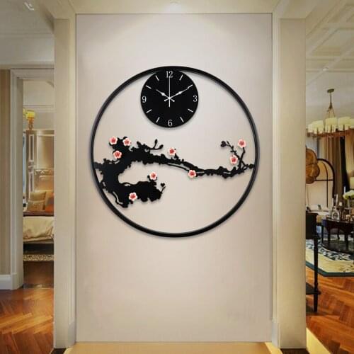 Creative Plum Blossom Design Wall Clock Wall Stickers Home Decor Living Room Metal Mute Wall Clock Relojes De Pared