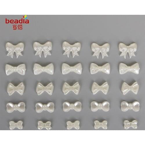Best Selling 20-100pcs/bag Flat Back Cabochon Imatation Plastic ABS Pearl Bow for DIYWedding And Clothing Decoration