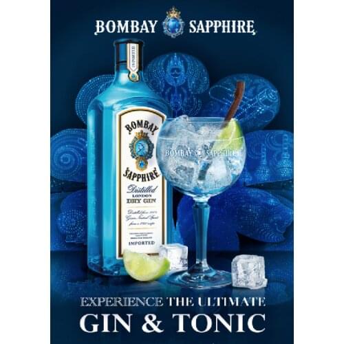 Bombay Sapphire Gin Metal Sign Pub Shed Garage Plaque Bar Man Cave Garage Home