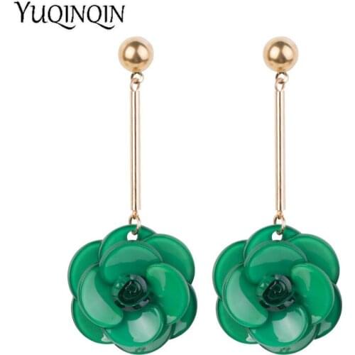 Trendy Acrylic Drop Earrings for Women Statement Small Long Gold Dangling Resin Earrings Fashion Jewelry Dangle Flowers Brincos