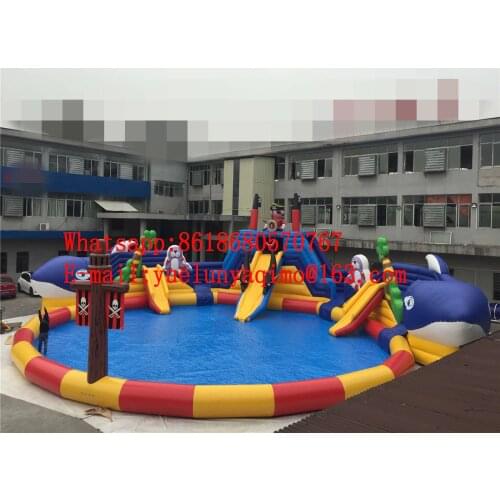 Inflatable giant slide made of environmentally friendly materials, swimming pool with outdoor children and adults play area