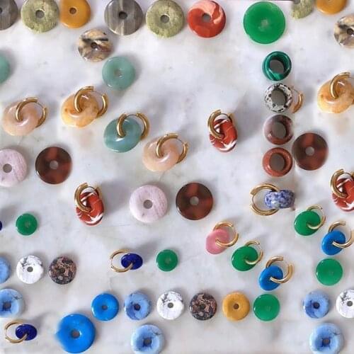 Puka shell New bohemian boho malachite Store Earrings beads Mismatched jade hoop earrings women earrings jewelry 2019