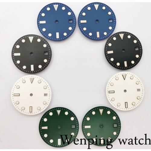 New 28.5mm Sterile Green Luminous Multiple Colour Watch Dial Face Fit NH35 NH36A ETA 2824 2836 Miyota 82 Series Movement
