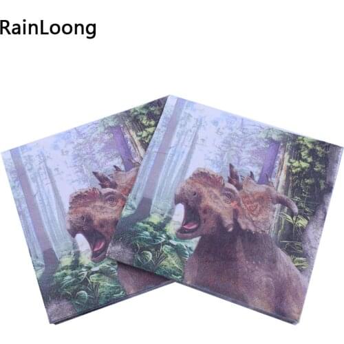 [RainLoong] Print Cartoon Patterned Dinosaur Paper Napkins For Party Decoration Decoupage 33*33cm 1 pack (20pcs/pack)