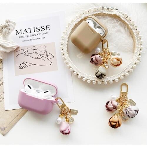 Luxury Flower Wireless Bluetooth Silicone Case For Apple Airpods Protective Cover Air Pods Earphone Cases Cute Key Ring