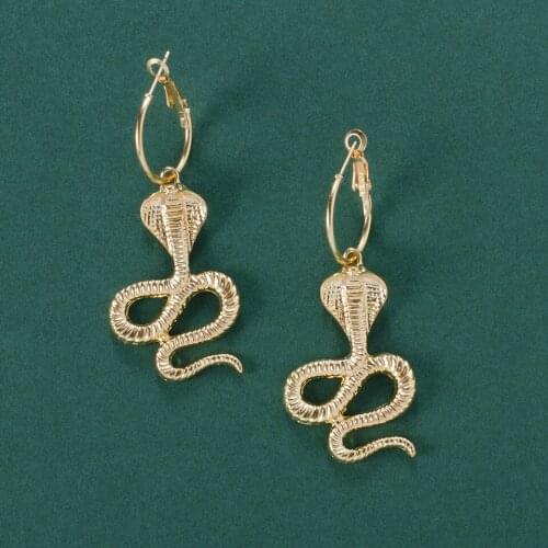 Gold Color Cobra Snake Earrings Hanging for Women Punk Snake Animal Earrings Fashion Womens Earrings Indian Jewelry 2020