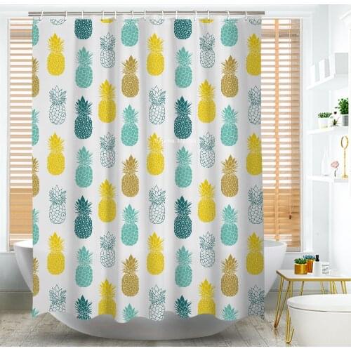 Modern Pineapple Lemon Fruit Print Waterproof Shower Curtain Minimalist Style Home Decoration with Hook Shower Curtain