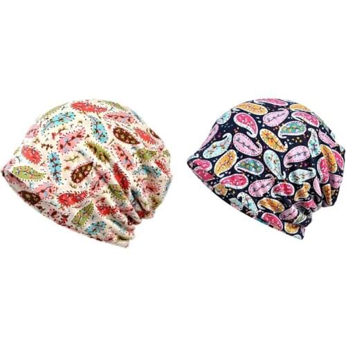 Sport Running Cap Scarf Floral Cashew Printed Sunshade Breathable Elastic Cotton Hat Neck Warmer Travel Headwear