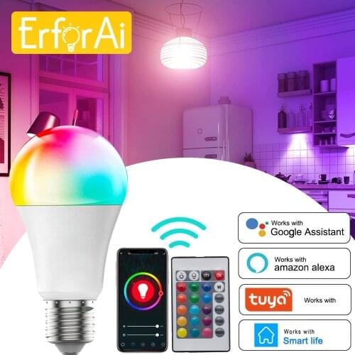 Tuya 10W 15W 18W WiFi Smart Light Bulb E27 RGB LED Lamp Dimmable Timer with Smart Life APP, Voice Control for Google Home ,Alexa