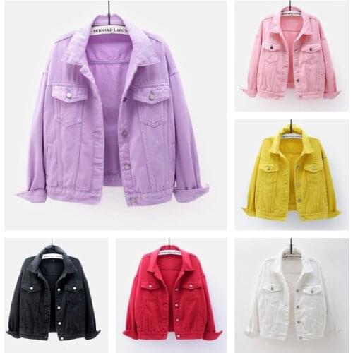 2021 New Women Jackets Spring outwear denim coat Solid turn down collar cotton jacket for female plus size S-3XL