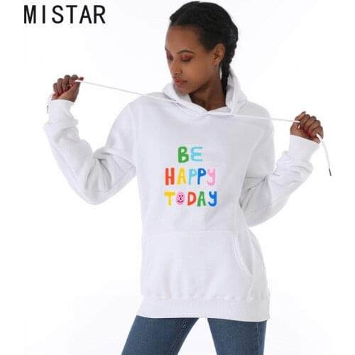 Women Clothes for Teens Hoodie Long Sleeved Women Hoodies Sweatshirt Oversized Fashion Tops Be happy today Letter Clothing