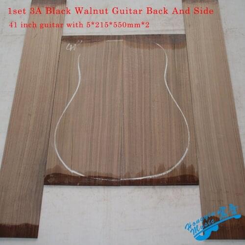 1 Set 3A United States Black Walnut Wood Guitar Back And Side Kit 41inch Guitar Panel Guitarra Making Material 5*215*550mm*2