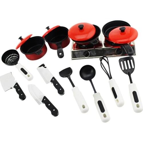 13pcs/Set Kitchen Red Cutlery Toys Baby Suit Playing Function Cooking Utensils Educational Toys