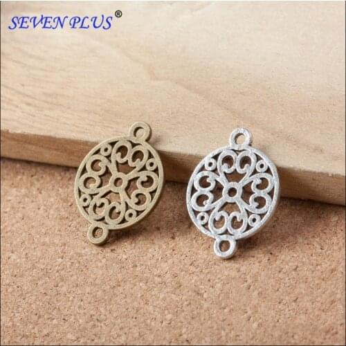 High Quality 20 Pieces/Lot 24mm*18mm Diy Jewelry Making Round Flower Connector Charm For Bracelet Making