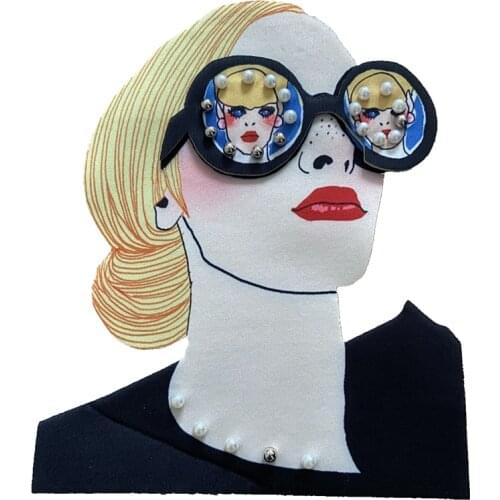 2020 New 3D Beaded Glass Lady Patches Sew on Printed Fashion Girl Patch for Clothes Jackets Sewing DIY Accessories