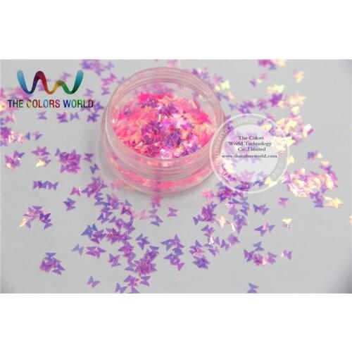3MM size American Fantasy Iridescent Pink color glitter Butterfly shapes sparkles for Nail Art DIY supplies1pack=50g