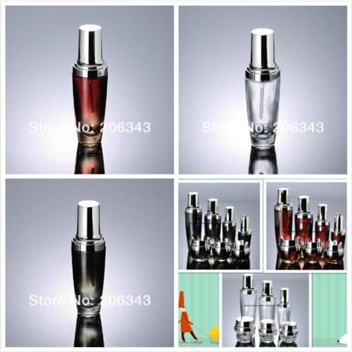 30ML red/clear/black glass bottle with silver press pump&lid for lotion/emulsion/serum/foundation/skin care cosmetic packing