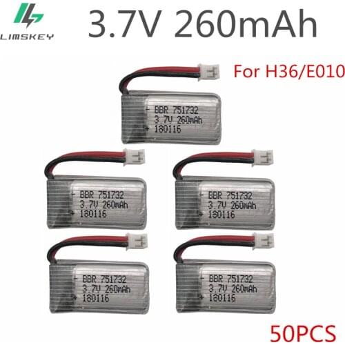 50pcs 3.7V 260MAH For E010 E010C E011 E013 H36 Mini RC Quadcopter 3.7V 260MAH 30C Libo Battery Upgrade Capacity Battery