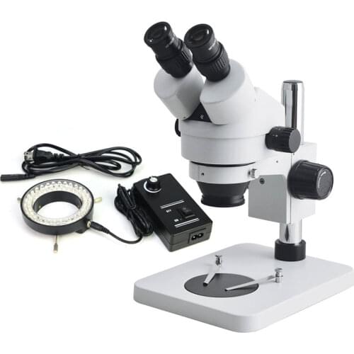 7X-45X PCB Inspection Repairing Soldering Binocular Zoom Stereo Microscope with LED Ring Light TXB1-D1