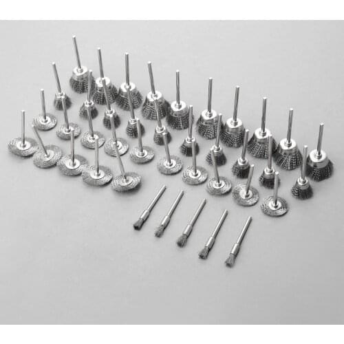 Dophee Dremel Accessories Steel Wire Grinding Wheel Deburring Polishing Brushes Rotary Tools Burr Abrasive Tools For Drill 40Pcs