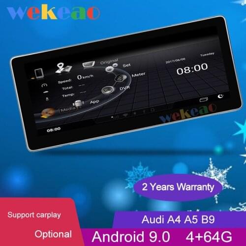 Wekeao 10.25" Touch Screen Android 9.0 Car Multimedia Player For Audi A4 A5 B9 Auto GPS Navigation Car Radio Stereo 4G BT 2019