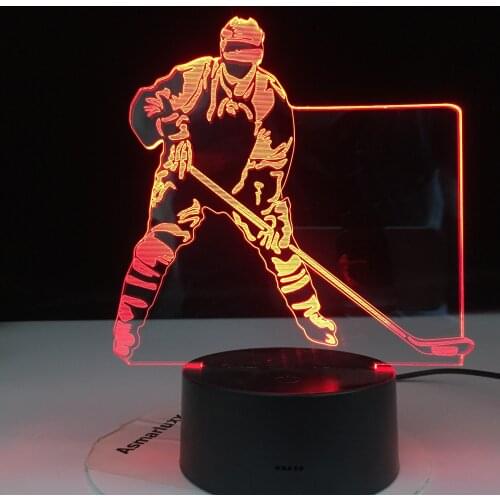 Colorful Touch 3d Led Night Light Hockey Lamp USB Illusion Atmosphere Table Lamp for Children Baby Kids Gift Bedside Bedroom