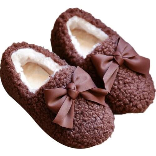 Childrens Cotton Shoes 2021 Winter New Baby Peas Shoes Non-slip Soft Bottom Bow-knot Sweet Cute Warm Toddler Fur Snow Fashion