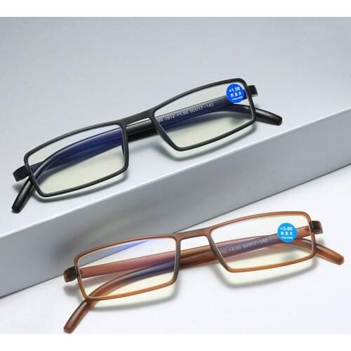 Elbru Square Frame Anti-Blue Light Reading Glasses Ultra Light TR90 Material Simplicity Presbyopic Glasses Unisex +1.0 to +4.0