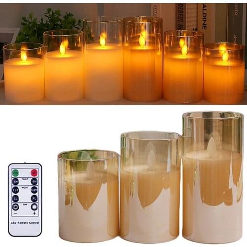 10CM 12.5CM 15CM Electric LED Cup Candle Yellow Flicker LED Tea Light Remote Bed Side Night Lamp 3AAA Wedding Party Decors