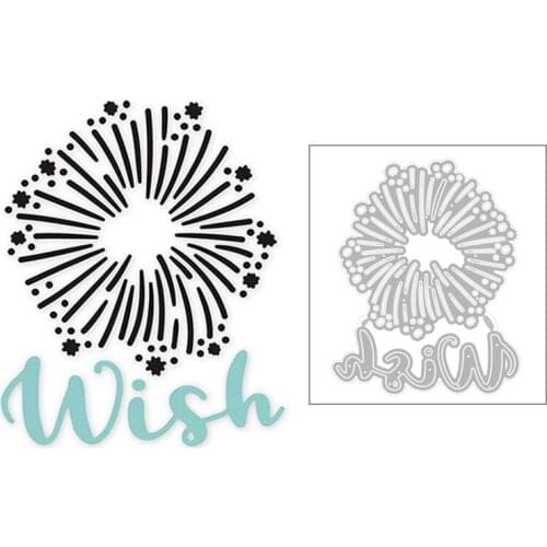 2020 Hot New English Word Wish Plant Star Dandelion Flower Metal Cutting Dies Foil and Scrapbooking For Card Making no stamps