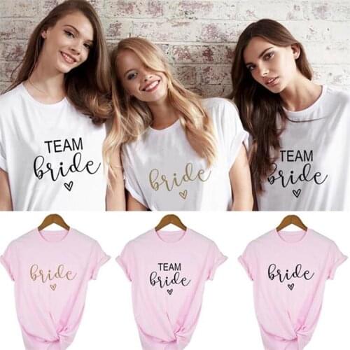 Happy Wedding Team Bridal Team Summer T-shirt Bachelor Party Girl Loose Short Sleeve 6 Size Hen Party Girl Gift Bridal Shower