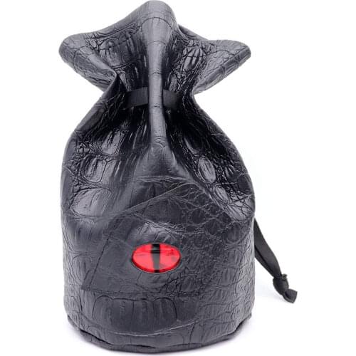 Haxtec dnd Dice Bag Drawstring Leather DND Dice Pouch Storage Bag for D&D Dice (Red Eye-L)