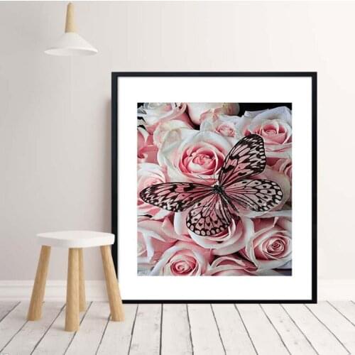 Hobbies, masonry inlaid 5D diamond painting full of diamond butterfly and rose diy diamond embroidered decorative painting