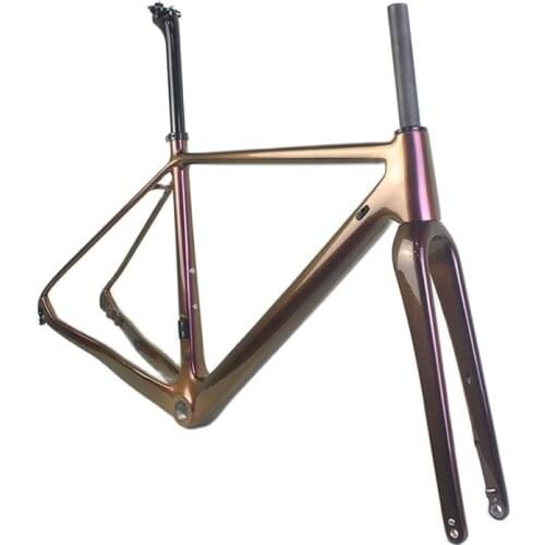 Chameleon customized paint gravel bike carbon frame Thru axle 100X12mm carbon road bike disc frame BSA cycle frame