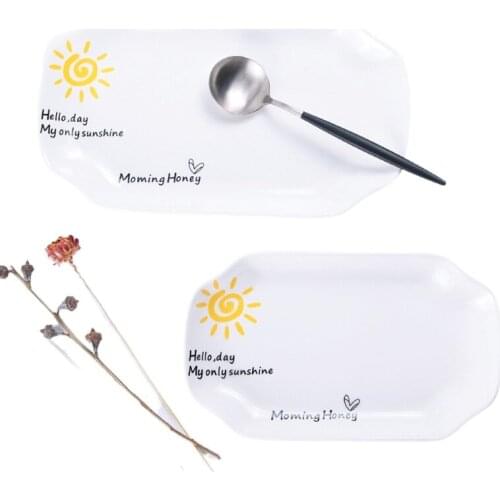 10-15 Inch Ceramic Rectangular Corner Plate Letter My Sun Pattern Salad Fruit Plate Cake Dessert Tray Love Life Tableware